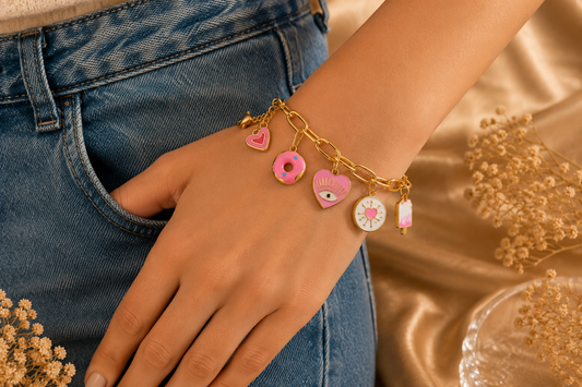 Heart Eye Charm Bracelet