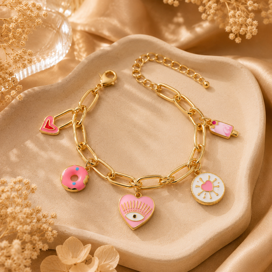 Heart Eye Charm Bracelet