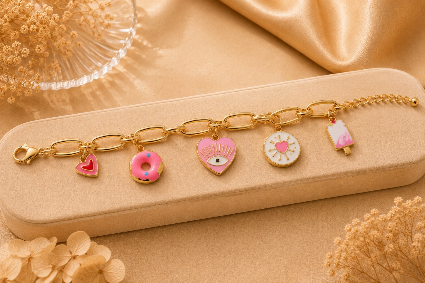 Heart Eye Charm Bracelet