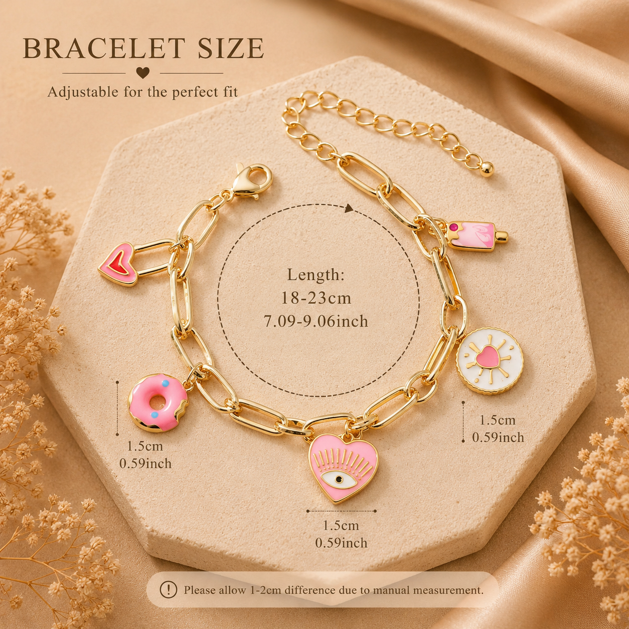 Heart Eye Charm Bracelet